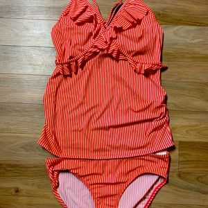 Striped multi tone tankini